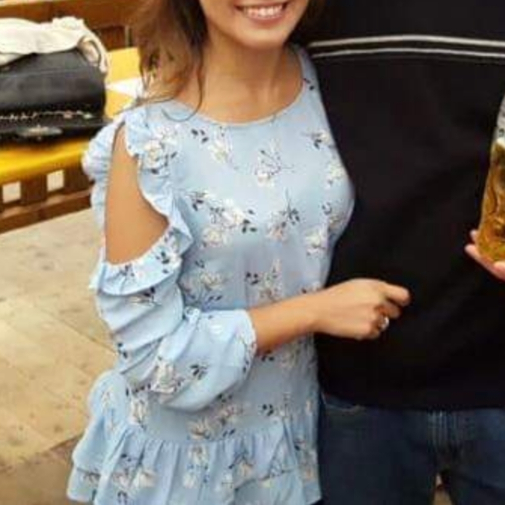 Asos blue ruffle top